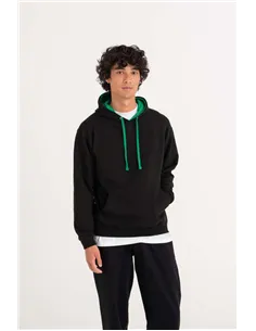 Pulover z dvobarvno kapuco JH003