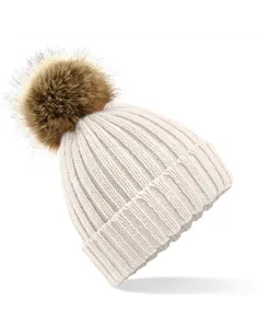 Debelo pletena kapa s cofom iz umetnega krzna B412 2