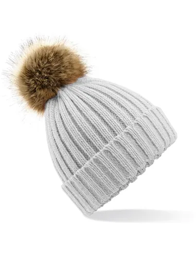 Debelo pletena kapa s cofom iz umetnega krzna B412