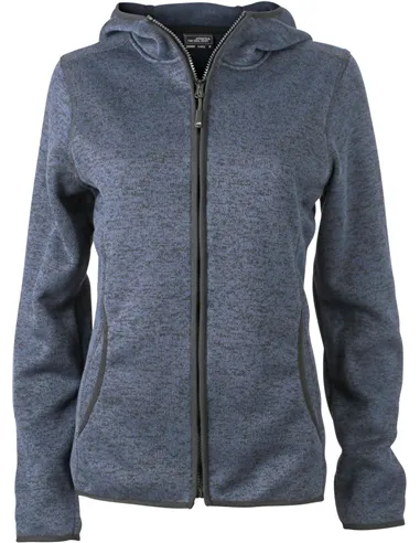 Ženska pletena flis jopa s kapuco James & Nicholson | JN 588