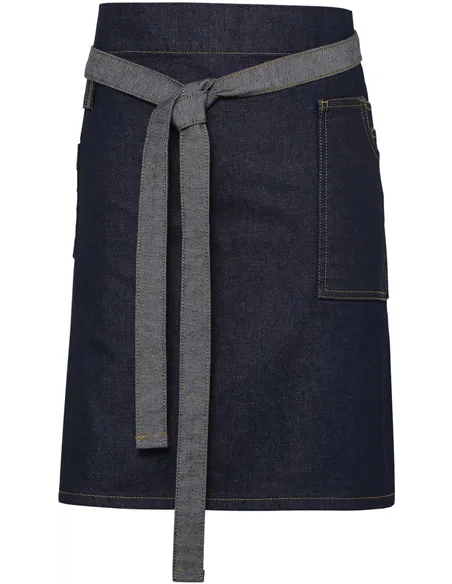 Denim kratek predpasnik z žepi PR 135