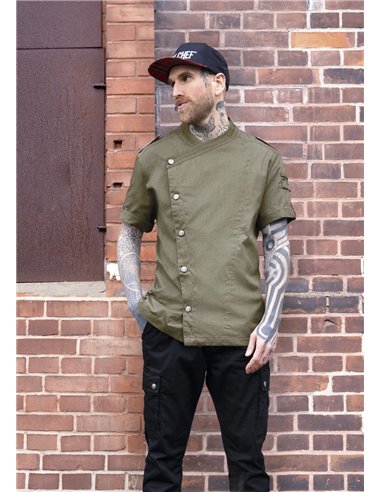 Short-Sleeve Men's Chef Jacket Denim-Style ROCK CHEF®-Stage2